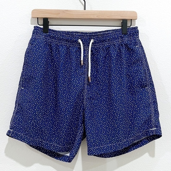 BERTIGO Mens Swim Trunks Mini Chest Prints Blue Size M - Picture 1 of 10